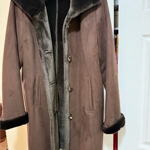 Jones New York Chocolate Trench Coat with Dark Trim
